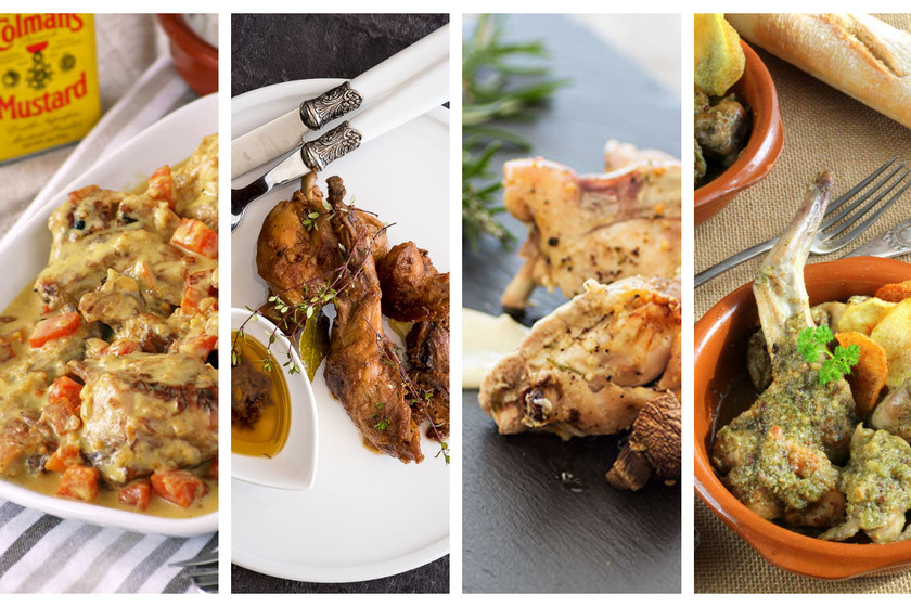 Conejo al Ajillo con Salsa de Almendras