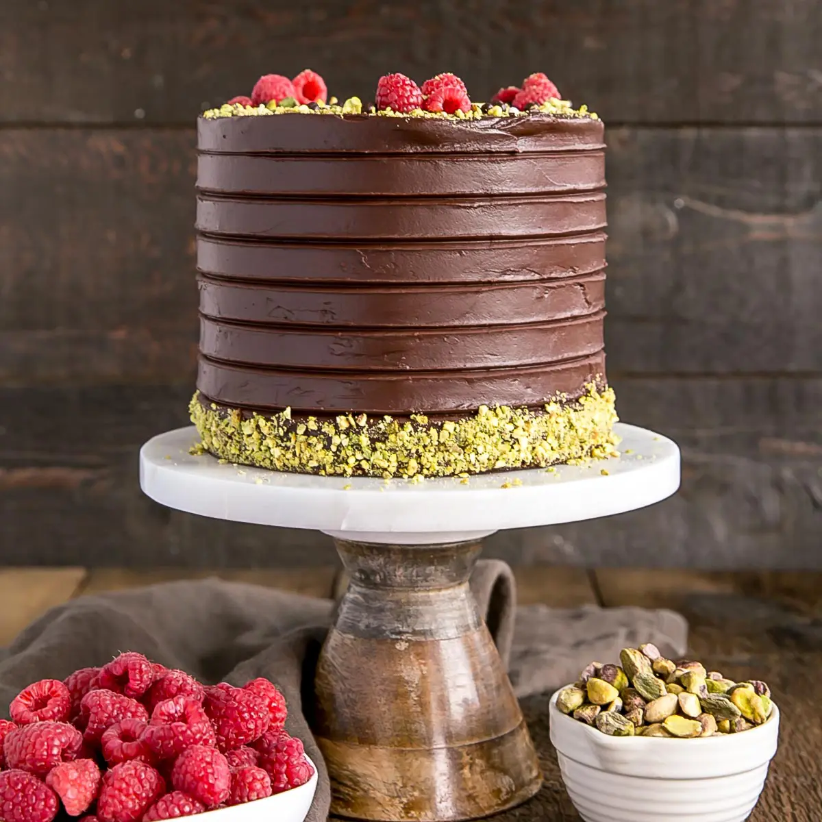 Pistachio Cake with Chocolate Ganache