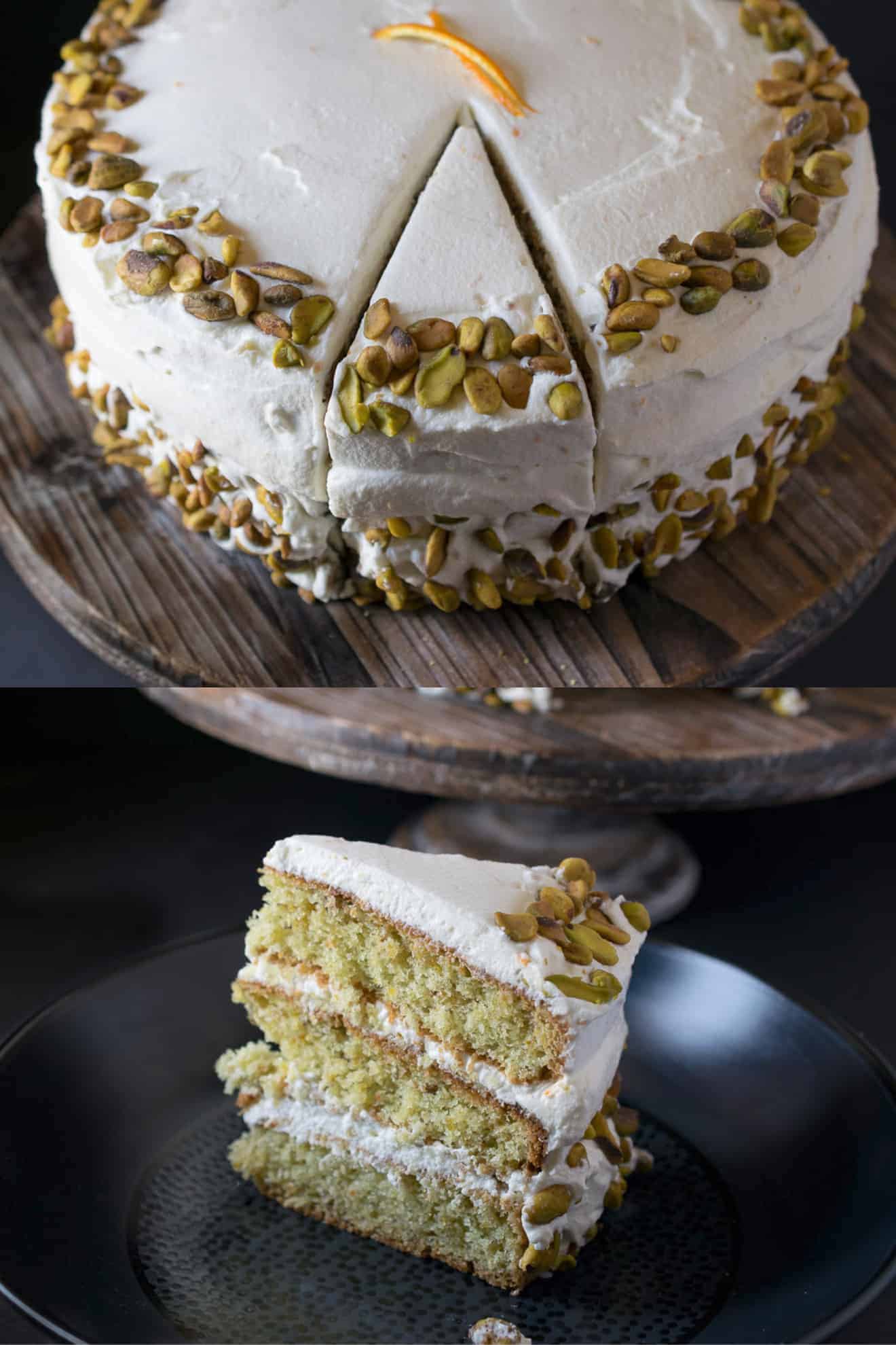 Pistachio Cake with Orange Glaze