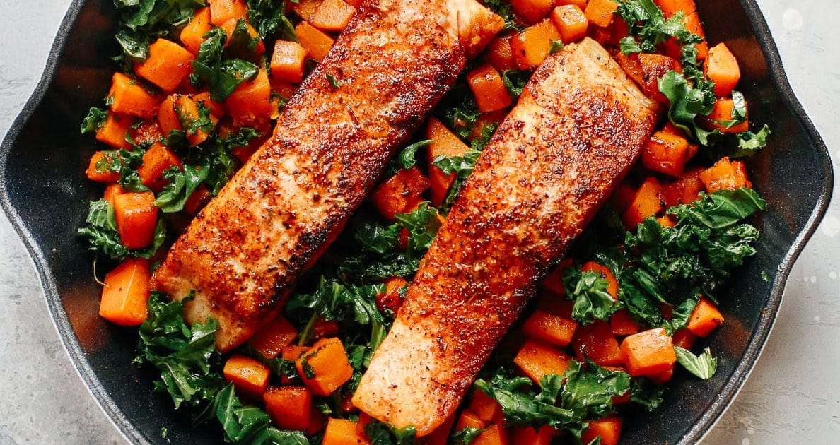 Salmon and Sweet Potato Skillet