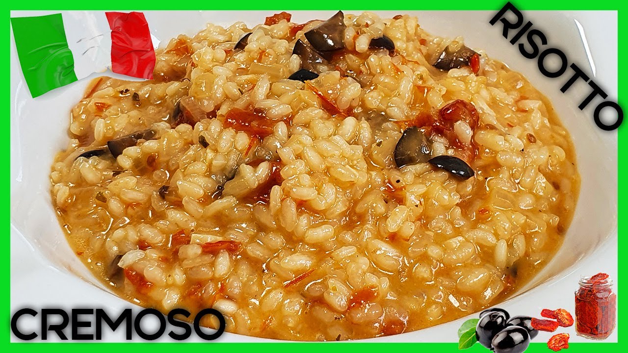 Risotto de tomate seco y aceitunas