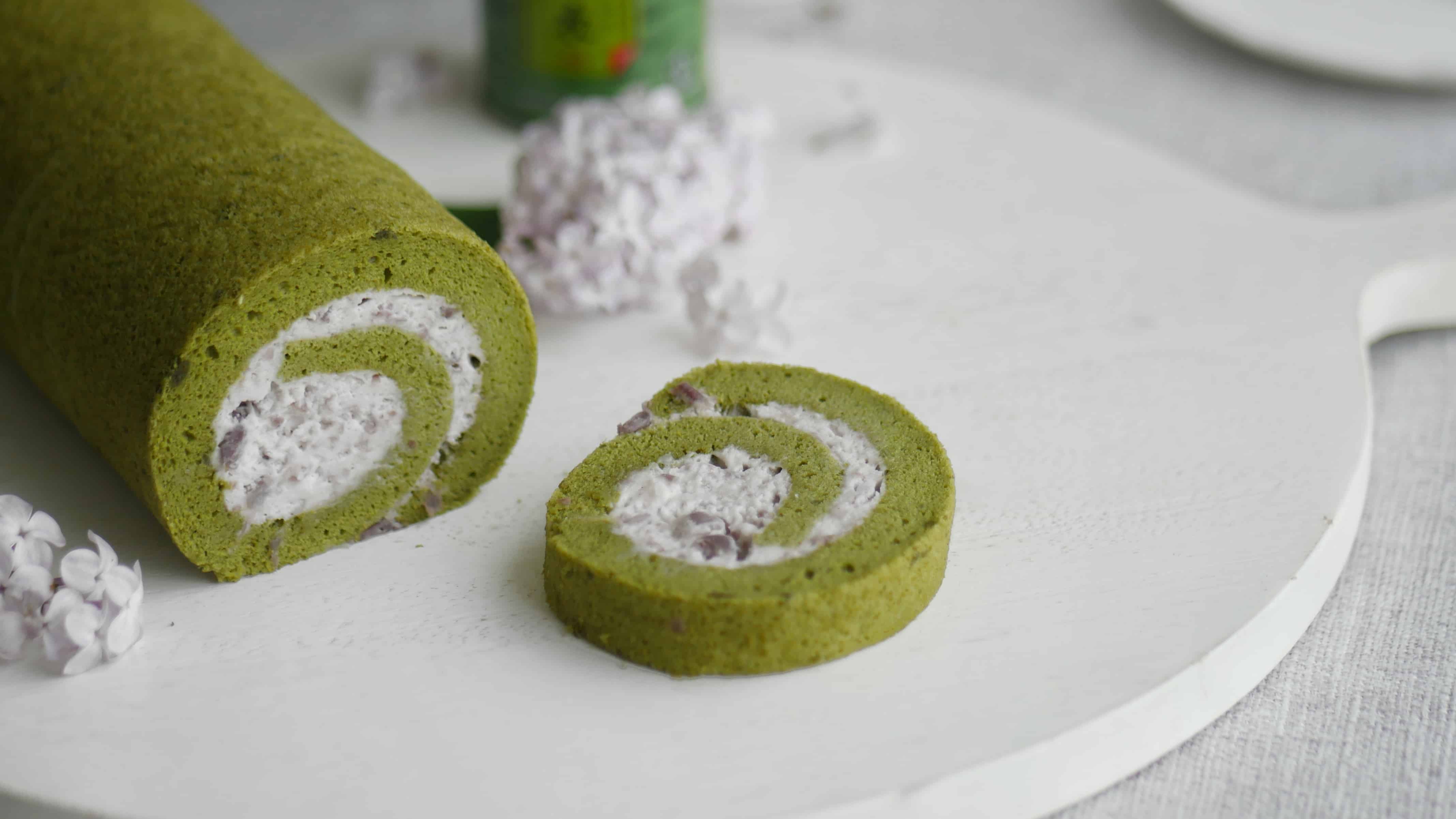 Matcha Red Bean Swiss Roll Cake