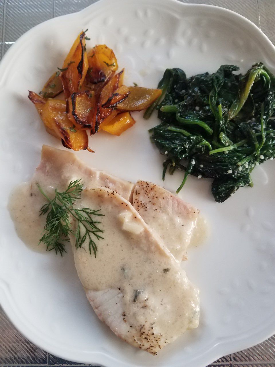 Halibut with Garlic and Herb Sauce