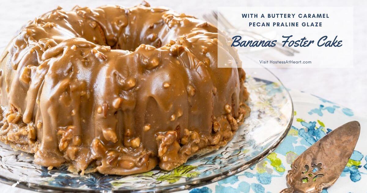 Caramel Banana Cake with Pecan Praline Frosting