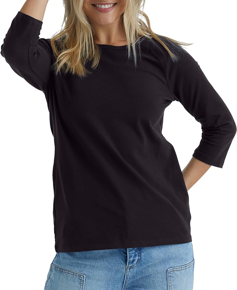 7. Hanes Women's Stretch Cotton Raglan Sleeve V-Neck T-Shirt