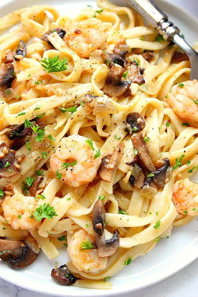 Shrimp and Mushroom Linguine