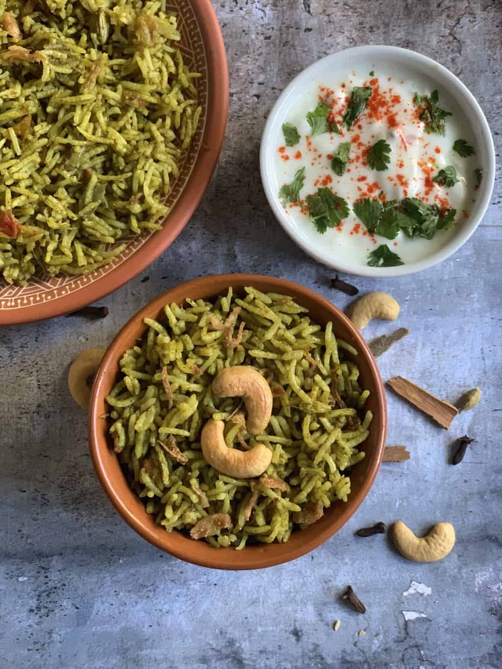 Spinach and Corn Biryani