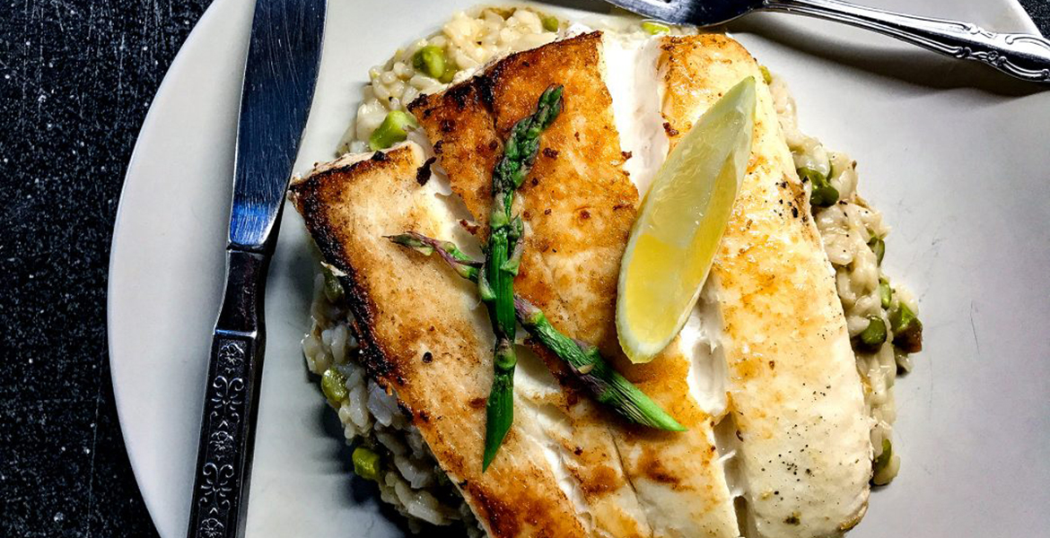 Halibut and Asparagus Risotto