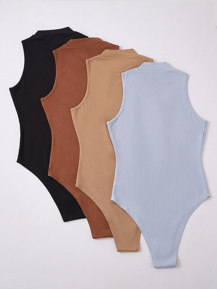 MakeMeChic Women's Mock Neck Bodysuit