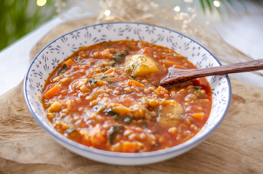 Lentejas estofadas con curry