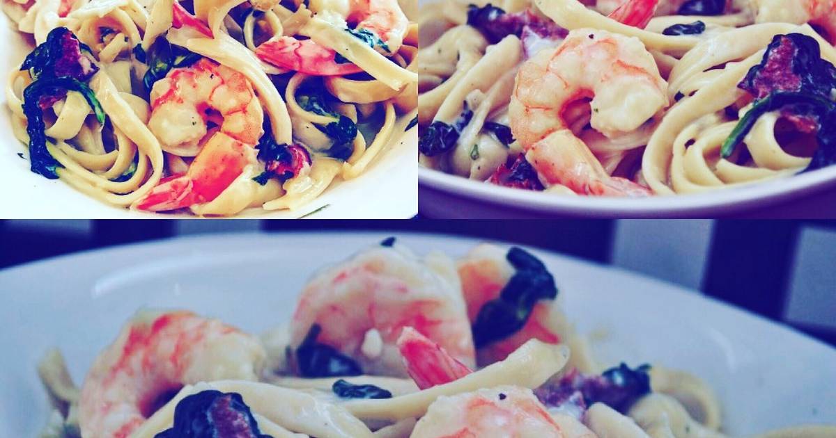 Raviolis de camarones y espinacas