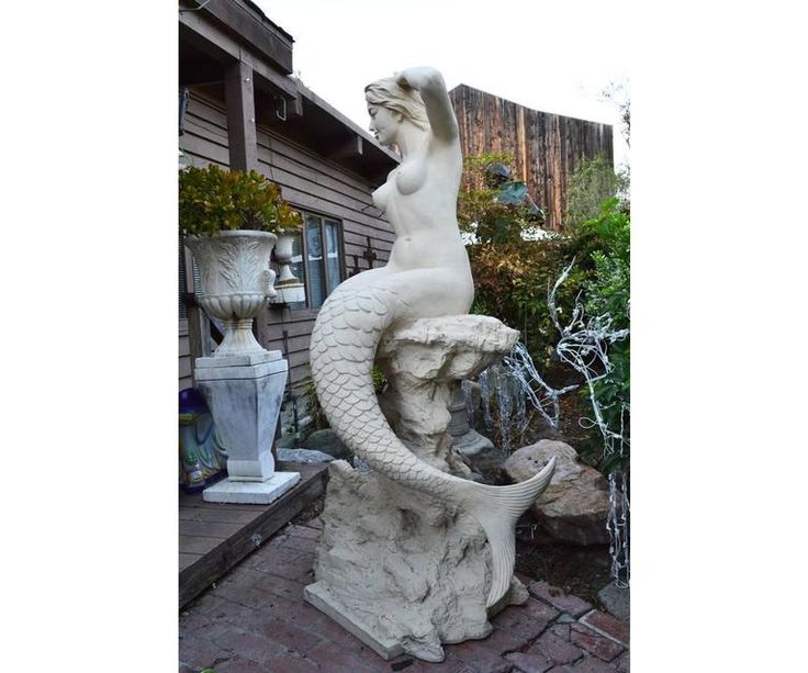 Beach Stone Garden Sculpture - Graceful Mermaid
