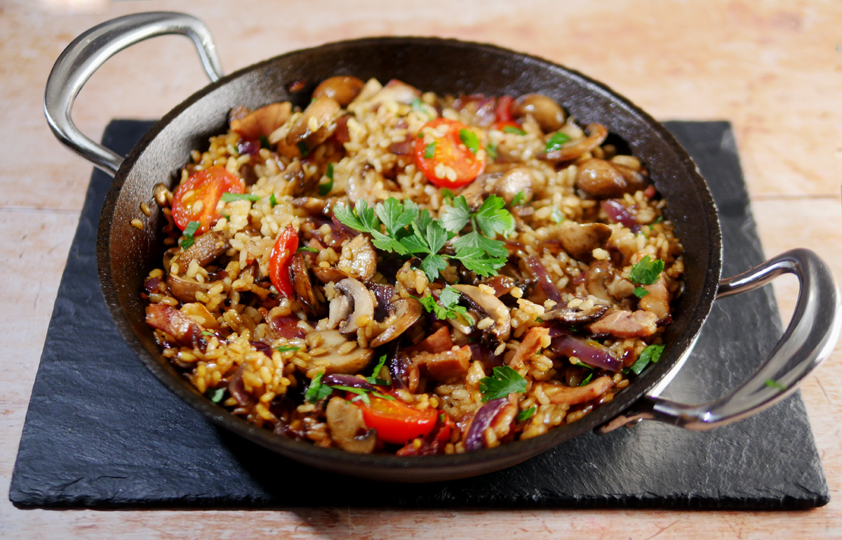 Tomato Rice with Mushrooms