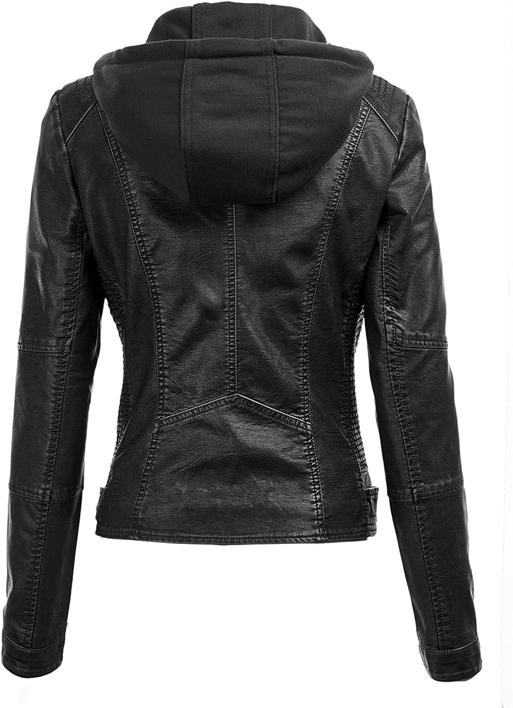 Lock and Love Women's Quilted Faux Leather Jacket