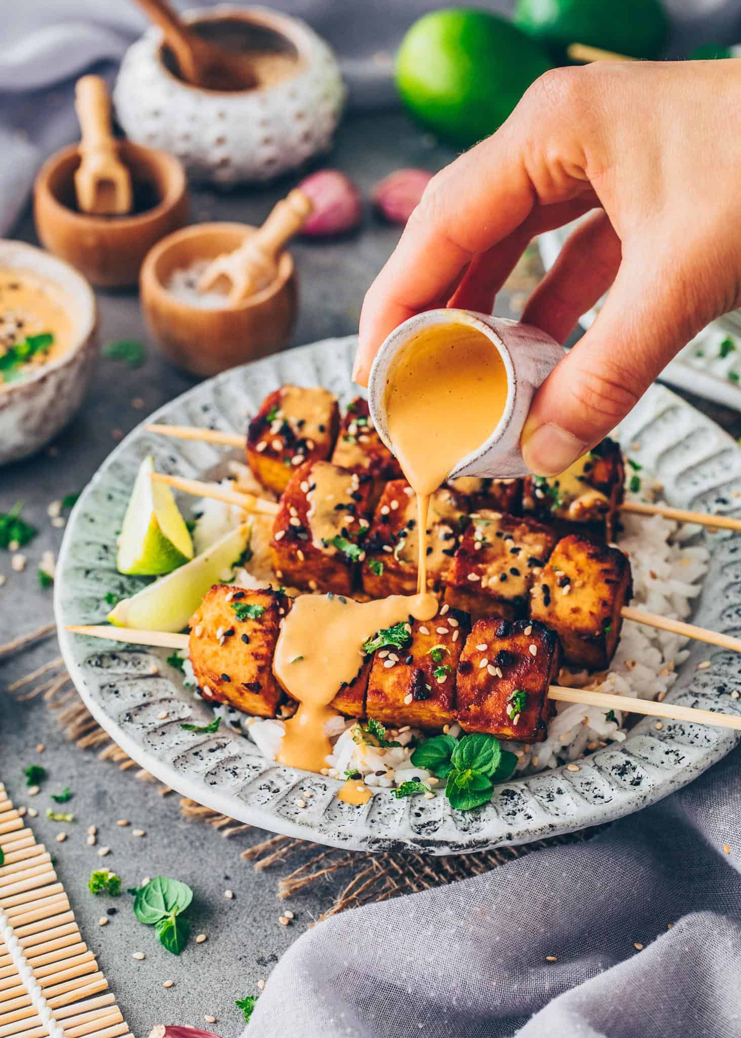 Thai Peanut Tofu Skewers