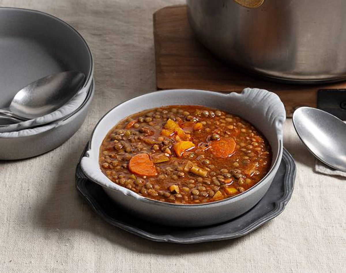 Lentejas estofadas con verduras