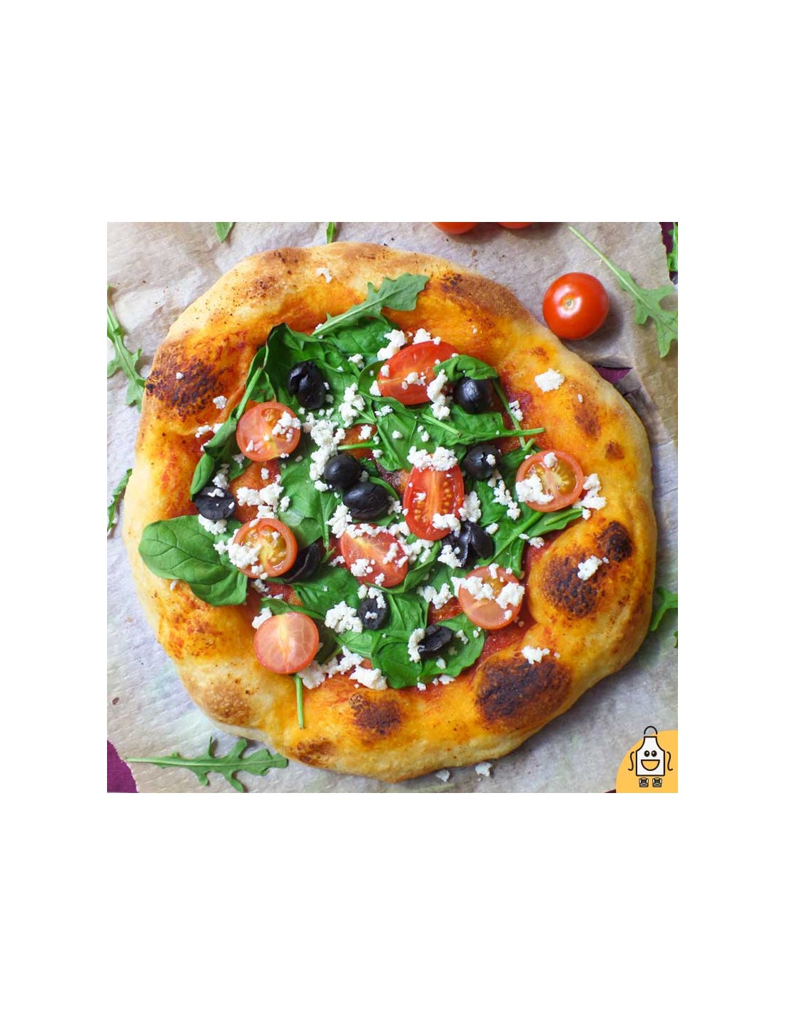 Pizza de setas y aceitunas negras