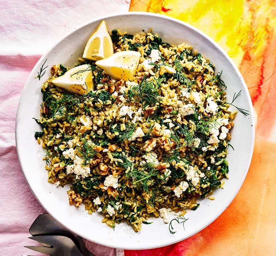 Lemon Rice with Spinach and Feta