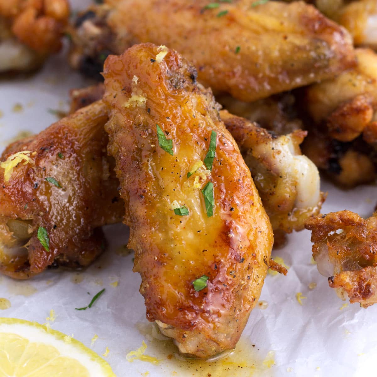 Baked Lemon Pepper Chicken Wings with Honey Glaze