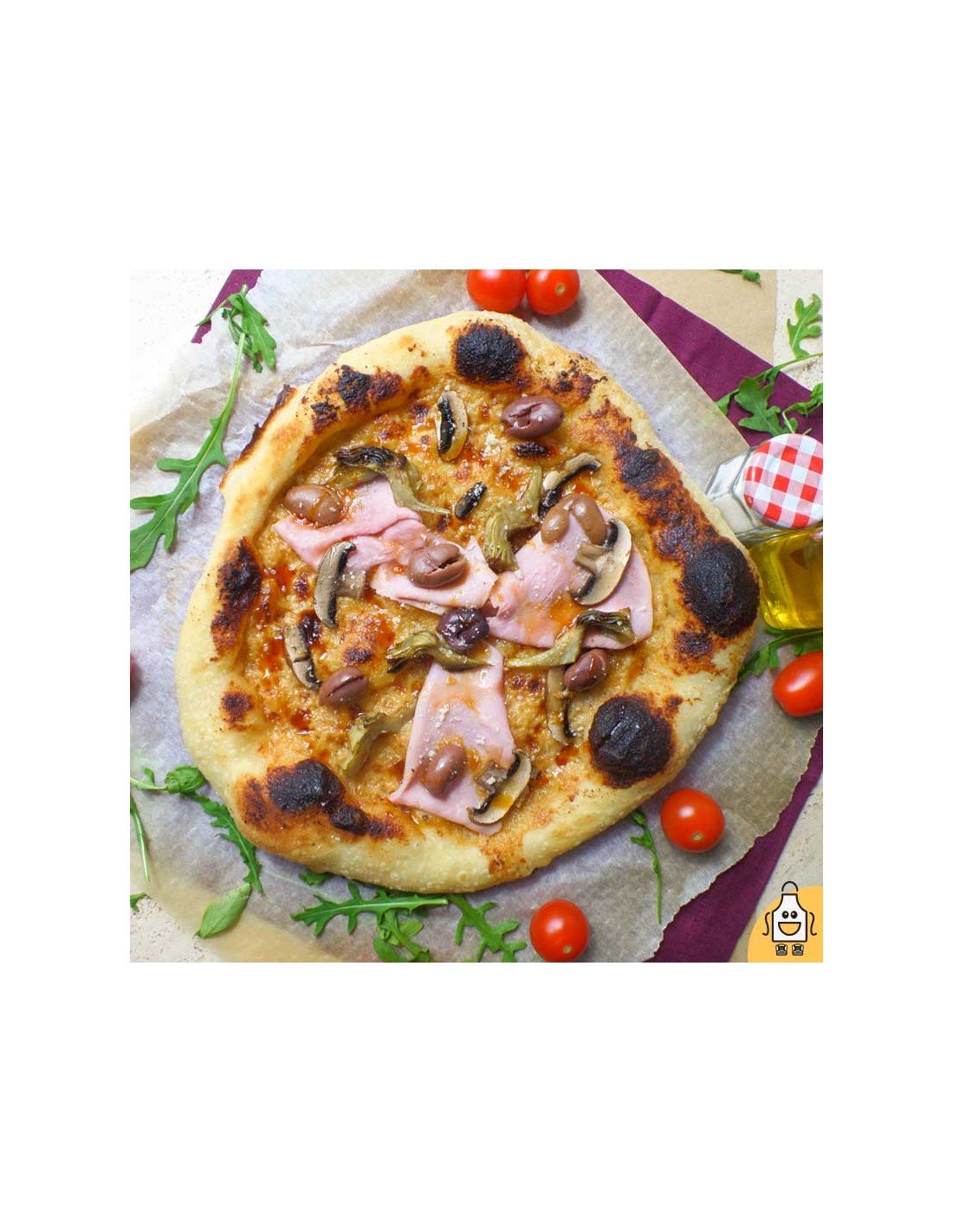 Pizza Napolitana con Champiñones y Jamón