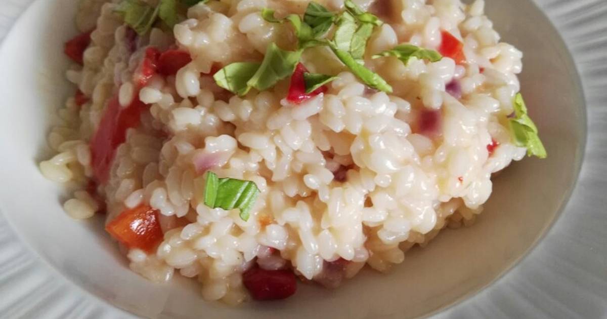 Risotto de pimiento y cebolla