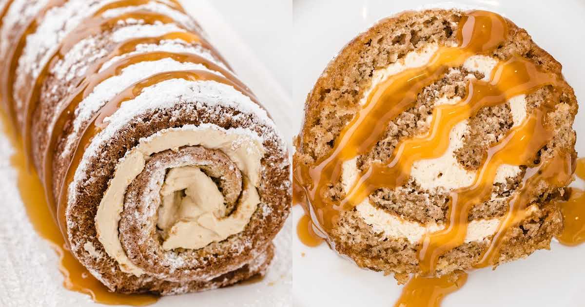 Caramel Banana Cake Roll
