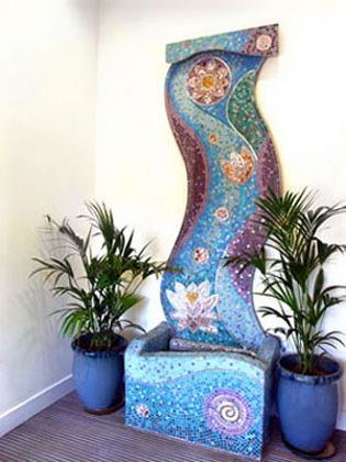 Seashell Mosaic Garden Water Fountain