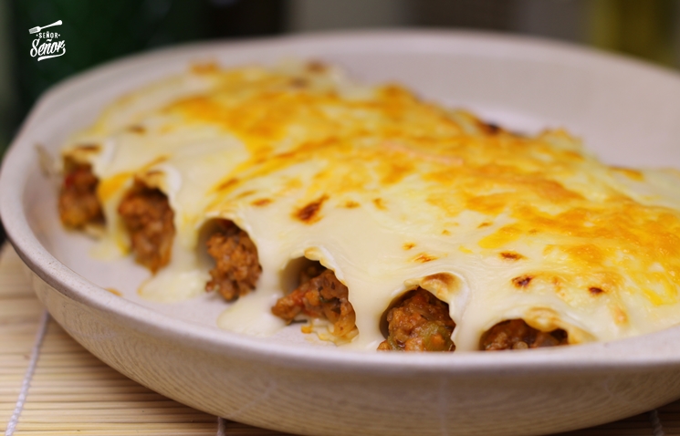 Canelones de carne y verduras al horno