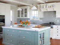 Teal and White Kitchen