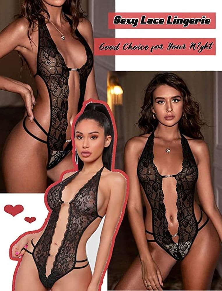 8. Avidlove Women's Halter Lace Teddy Bodysuit