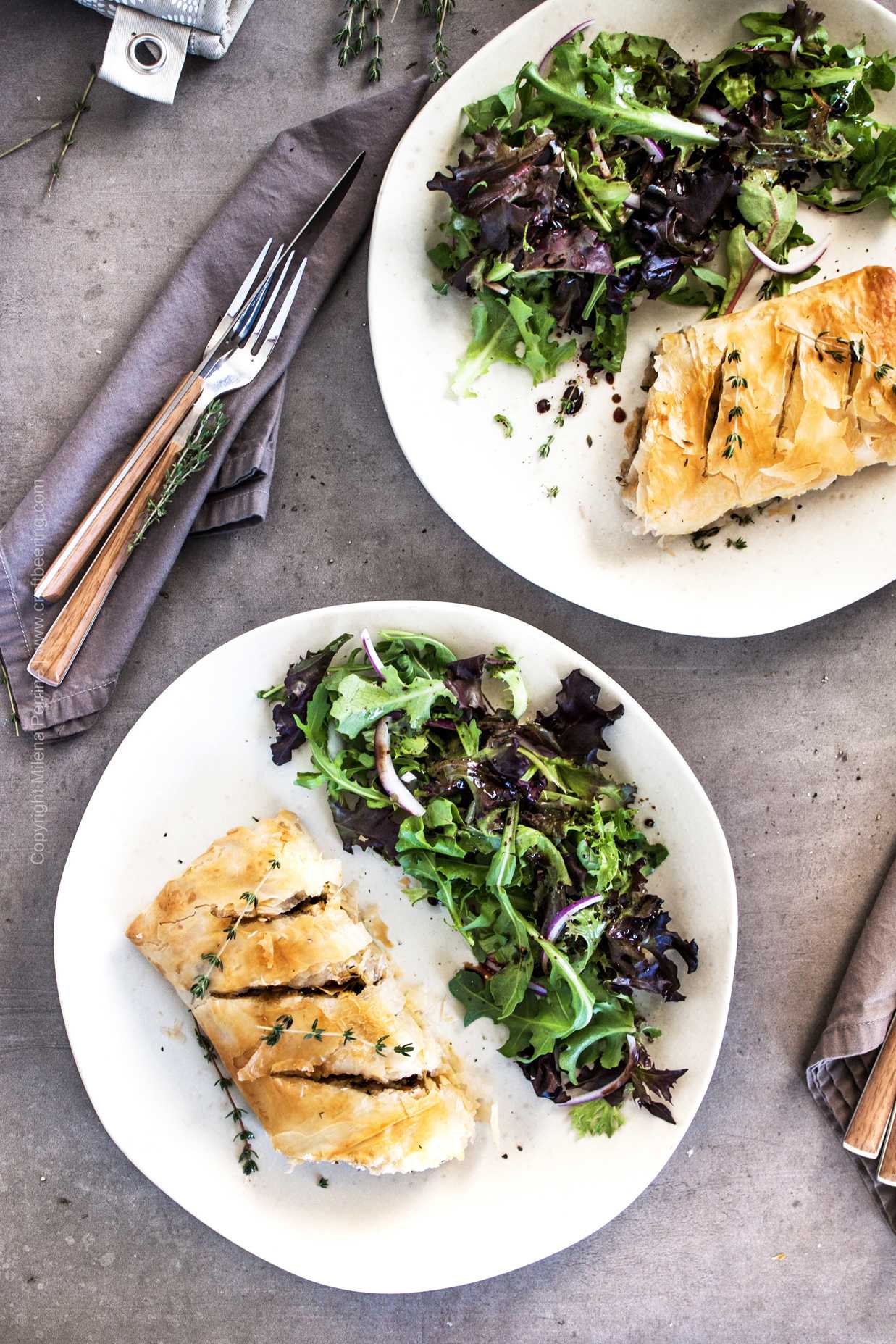 Mushroom and Gruyere Puff Pastry Strudel