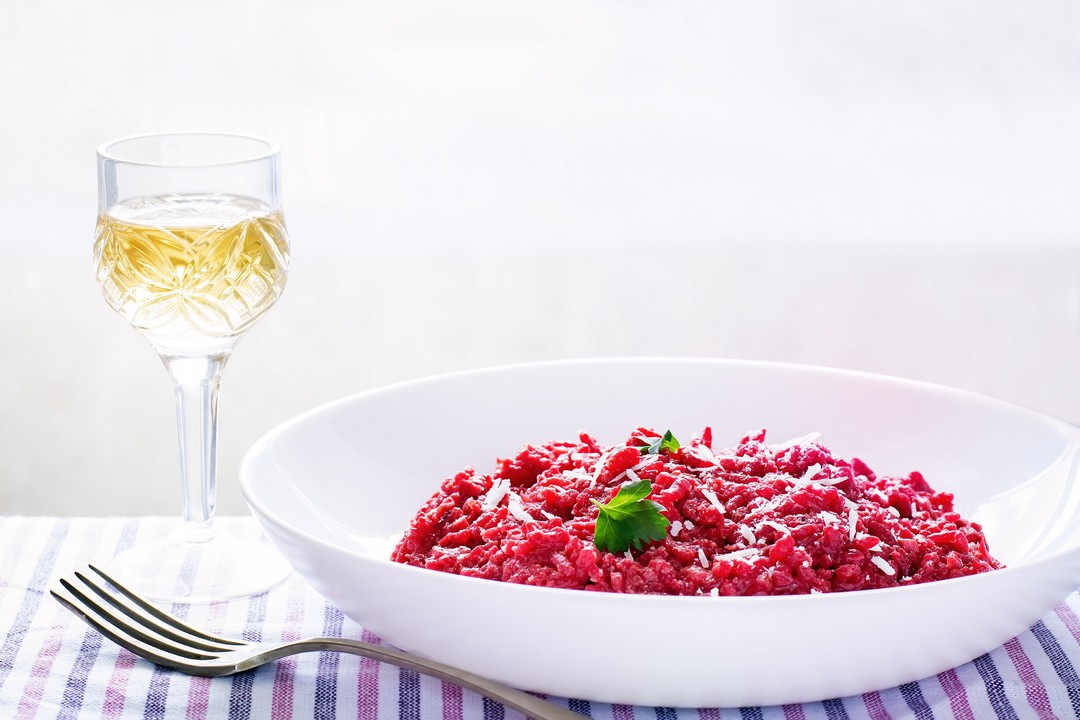 Risotto de remolacha y queso feta