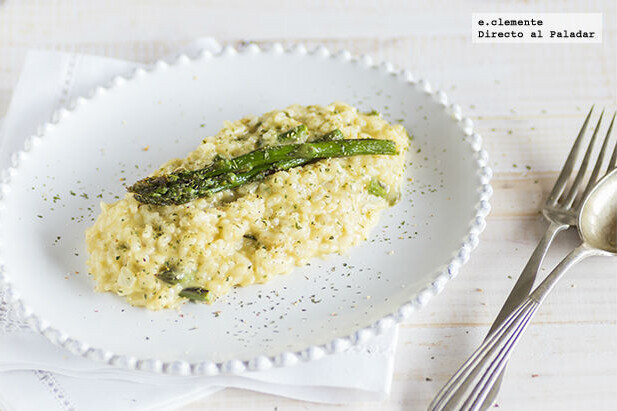 Risotto de espárragos y queso de cabra