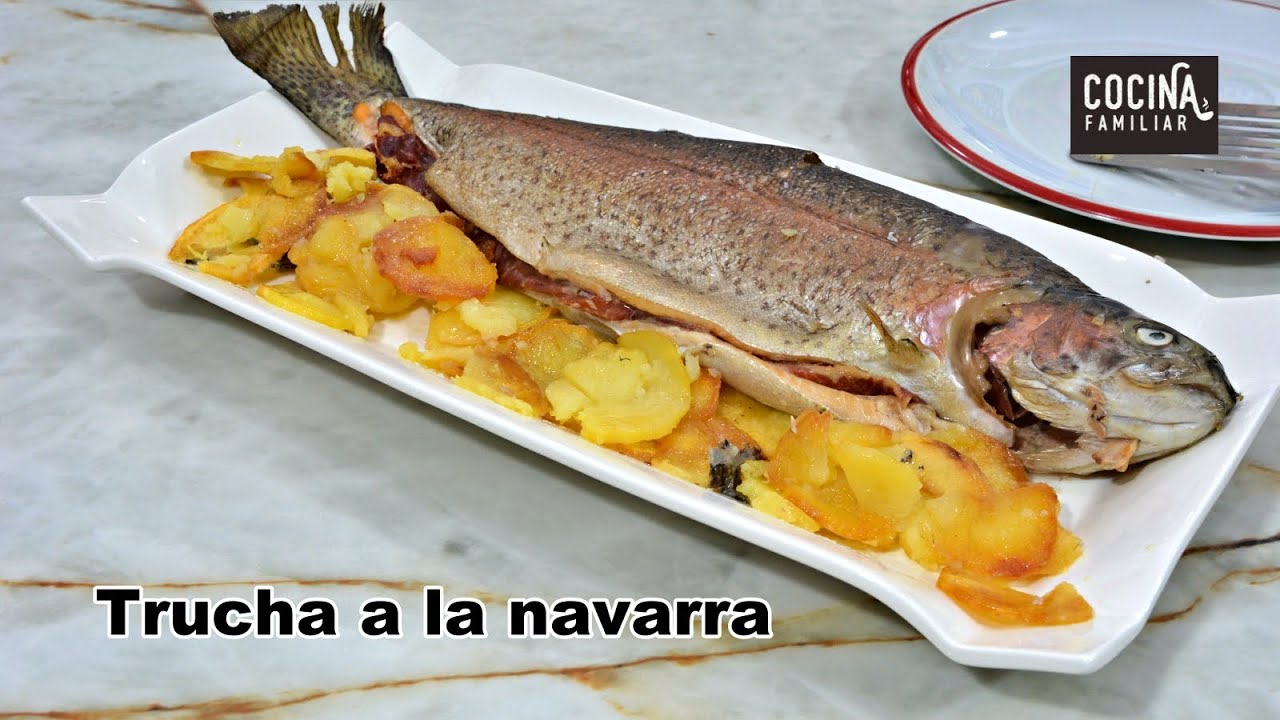 Trucha a la Navarra con patatas al ajillo