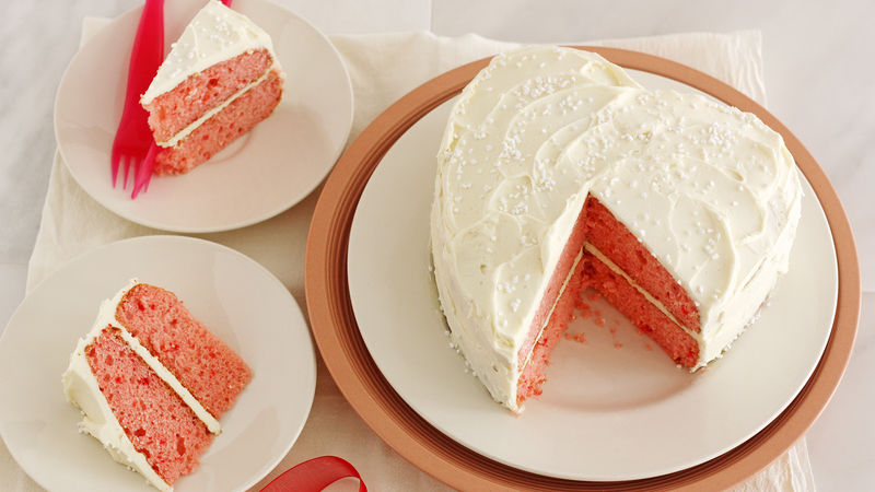 Strawberry Champagne Cake with White Chocolate Frosting
