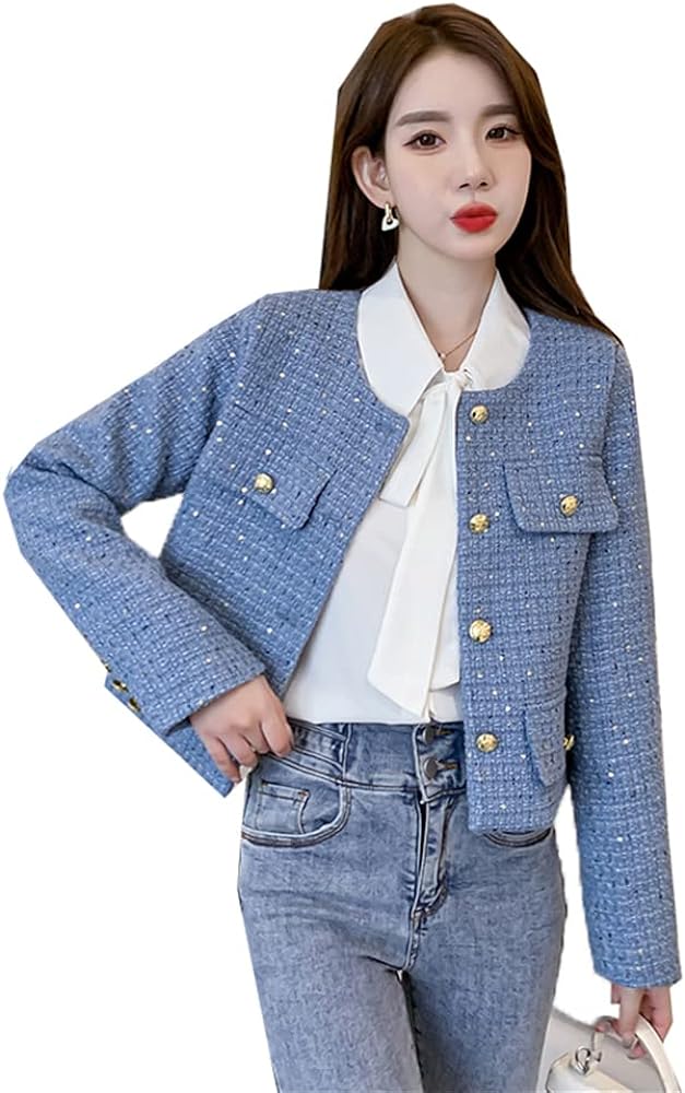 Women's Sequin Wool Suit Jacket - Timeless and Elegant