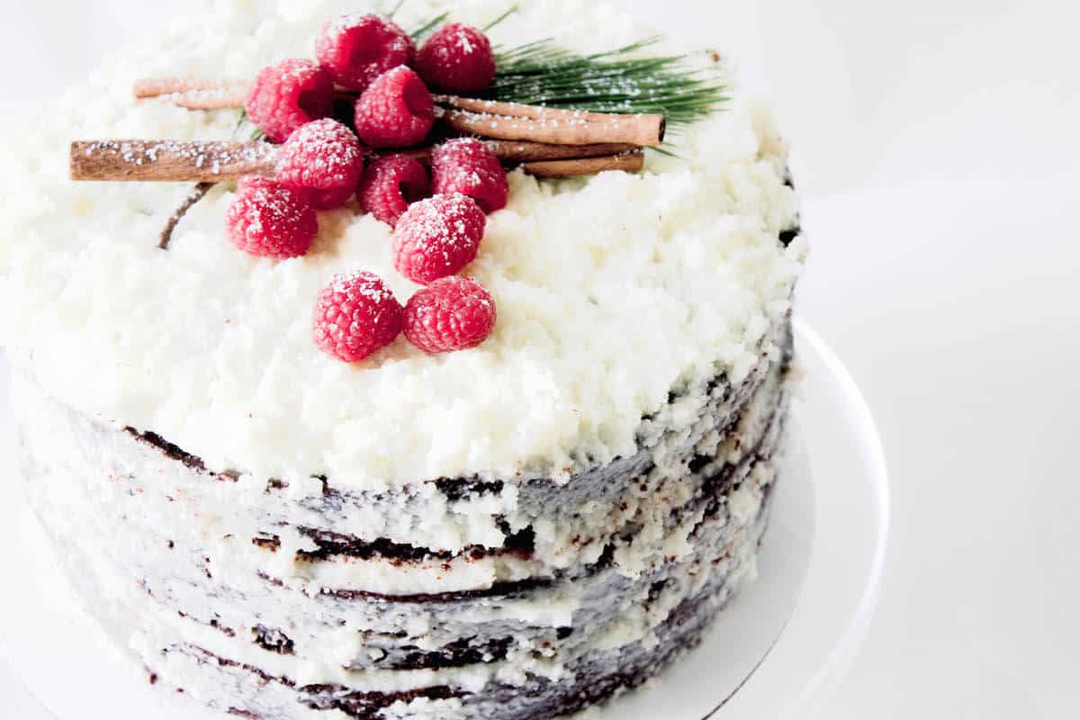 Chocolate Raspberry Truffle Cake with Mascarpone Frosting
