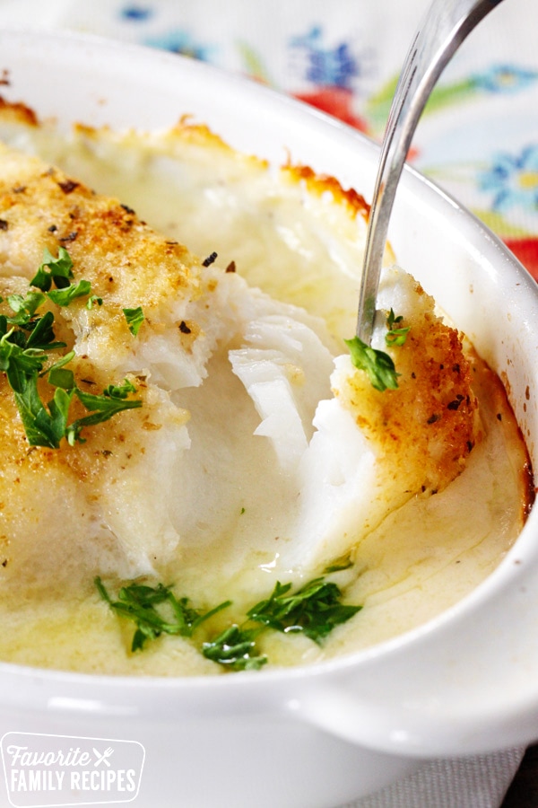 Cod with Creamy Garlic Sauce