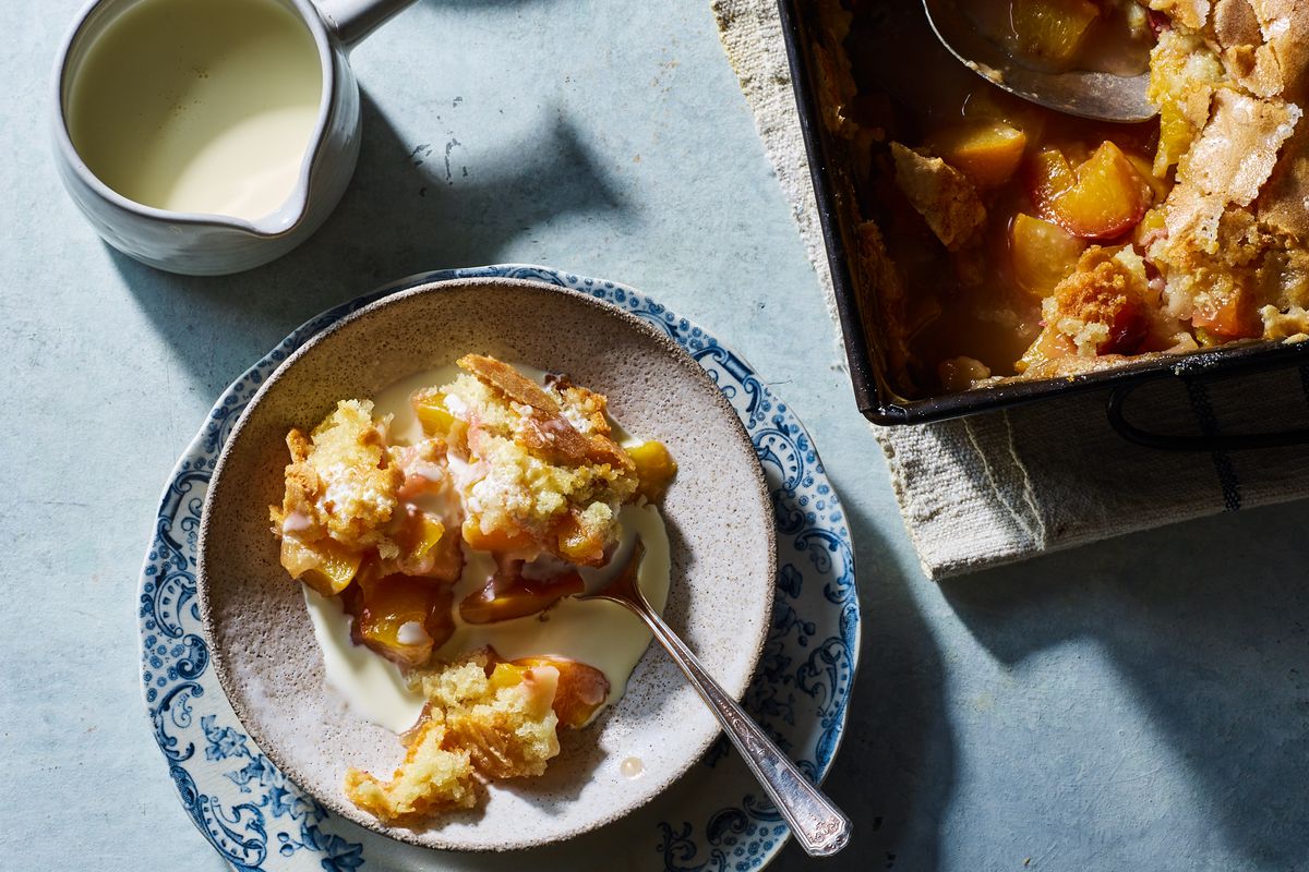 Peach Cobbler Cake Recipe from Genius Kitchen