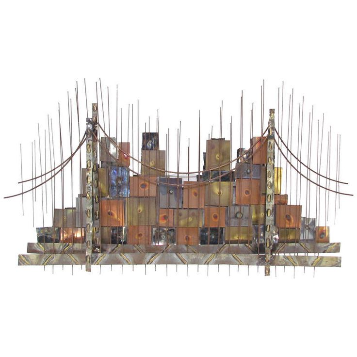 Modern Metal Garden Sculpture with Abstract Cityscapes