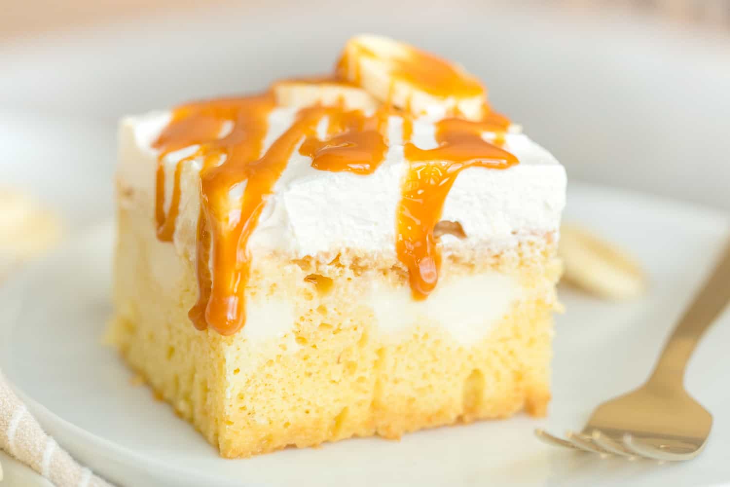 Banana Caramel Poke Cake