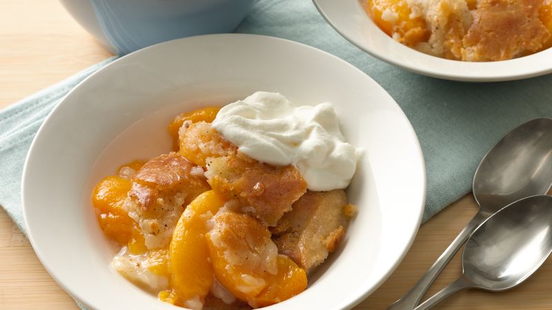Peach Cobbler Cake with Cinnamon Sugar Topping