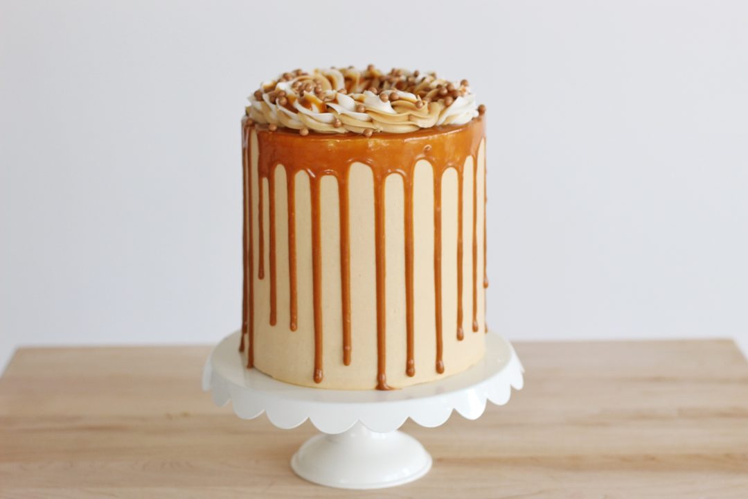 Peanut Butter Caramel Banana Cake