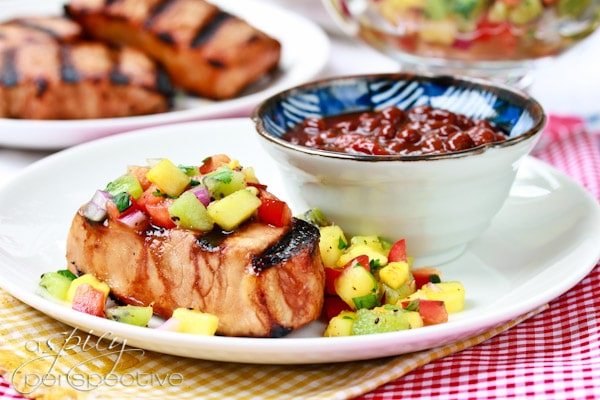 Grilled Boneless Pork Chops with Pineapple Salsa