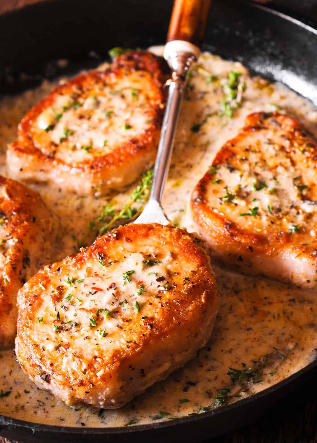Boneless Pork Chops with Lemon Herb Sauce