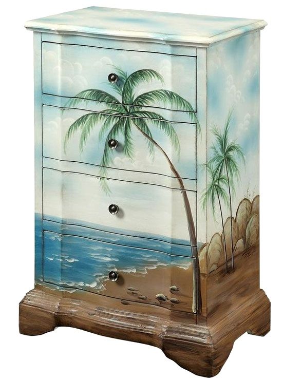 Beachy Retro Kitchen with Glass-Front Cabinet Drawers