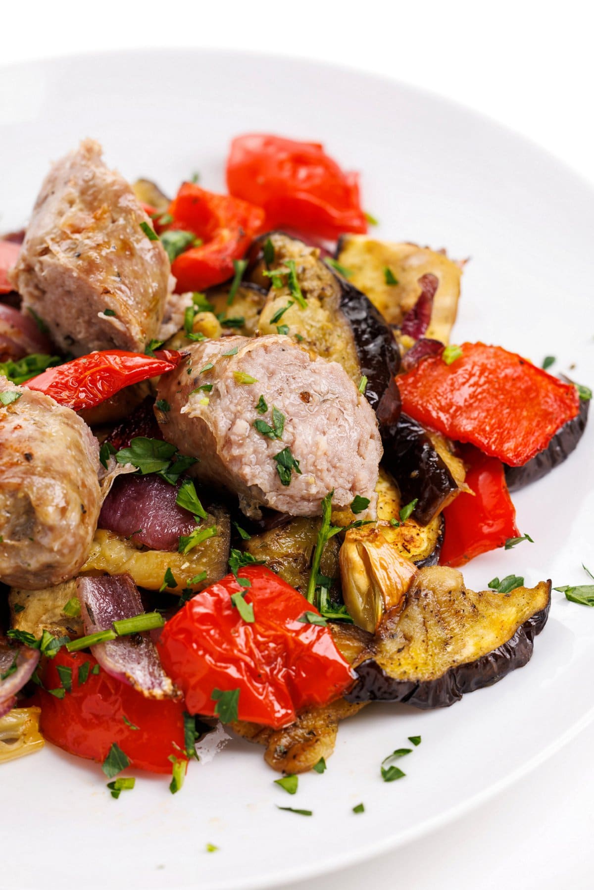 Kielbasa and Eggplant Skillet