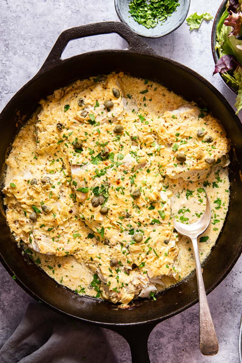 Cod with Creamy Mustard Sauce