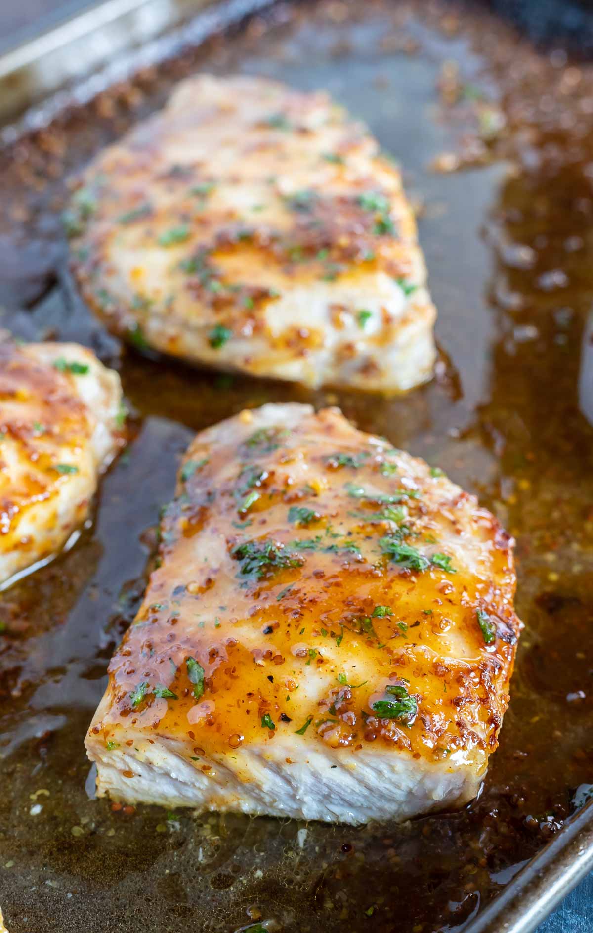 Baked Boneless Pork Chops with Honey Mustard Glaze