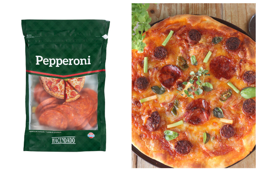 Pizza de pepperoni y salchicha en Thermomix